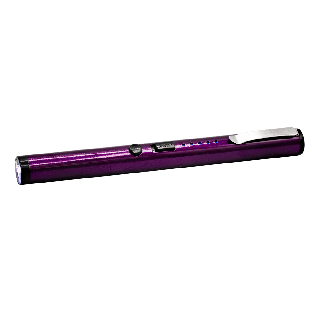 40,000,000 Volts Pen Stun Gun Flashlight with battery meter and pocket clip Purple